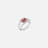 Arris Ring In Sterling Silver With Malaya Garnet And Diamond Halo