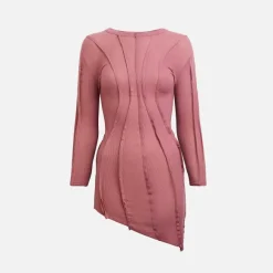 Asymetric Long Sleeve Mini Dress