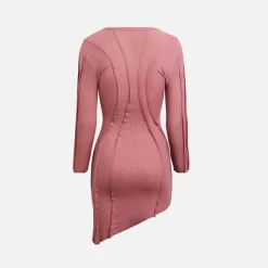 Asymetric Long Sleeve Mini Dress