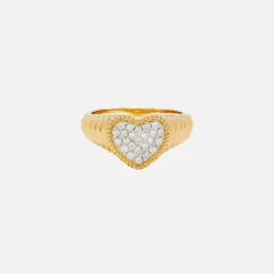 Baby Chevaliere Coeur Berlingot Diamants Jaune