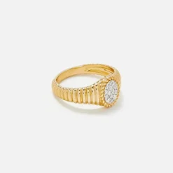 Baby Chevaliere Ovale Berlingot Diamants Jaune