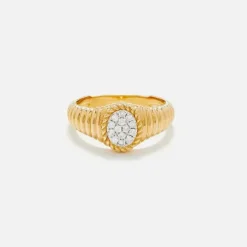 Baby Chevaliere Ovale Berlingot Diamants Jaune