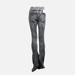 Big Waistband Drape Denim