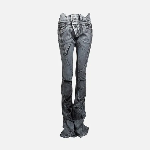 Big Waistband Drape Denim