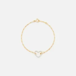 Bracelet Petit Coeur Diamants Jaune