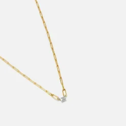 Collier Necklace Pm 1 Baguettes Clos Diamant Small Link