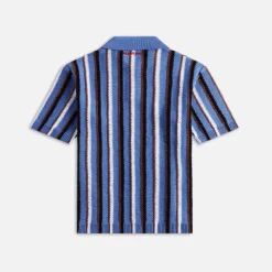 Cotton Cable Striped Crochet Polo