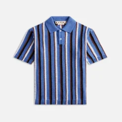 Cotton Cable Striped Crochet Polo