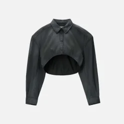 Cropped Long Sleeve Shirt With Dart Detailing