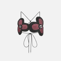 Embroidered Crystal Flower Bra