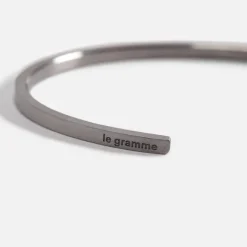 7G Bracelet Slick Brushed 925 Black Sterling Silver -Silver / Black