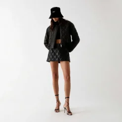 Kith Women Colton Quilted Logo Leather Bomber