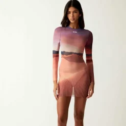 Kith Women Desert Sunset Mulberry Long Sleeve Dress