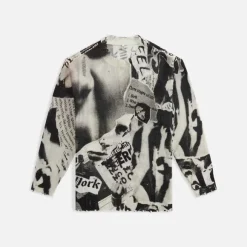 Newspaper Print Boyfriend Sweater