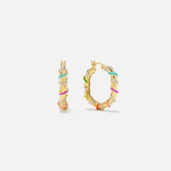 Paire De Creoles Twistees Rainbow Hoop Earrings