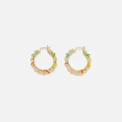 Paire De Creoles Twistees Rainbow Hoop Earrings