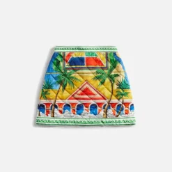Printed Quilted Mini Skirt
