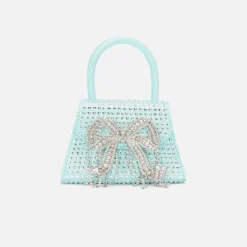 Satin Heart Rhinestone Micro Bow Bag