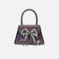 Satin Rhinestone Micro Bow Bag