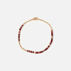 Shine #2 Bracelet In Wine Pattern Beads With 18K Yellow Gold