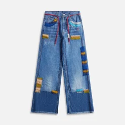 Stone Washed Organic Denim Mohair Trousers