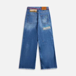 Stone Washed Organic Denim Mohair Trousers