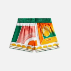 Summer Court Silk Shorts With Drawstrings