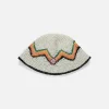 Zig Zag Raffia Knit Crochet Bucket Hat